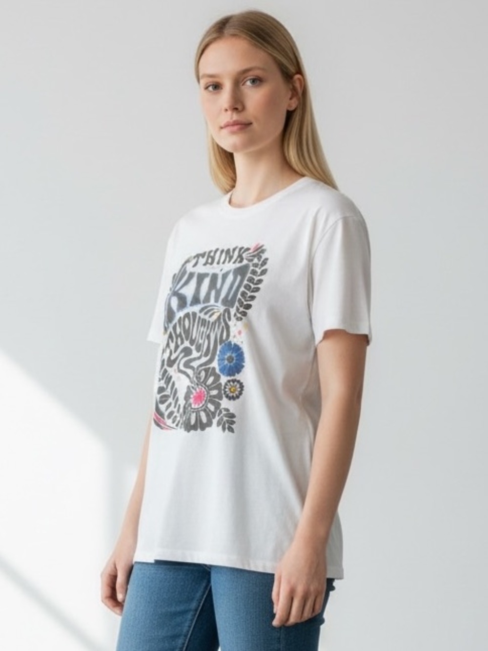 American Eagle Outfitters think kind thoughts boyfriend oversized cotton T-shirt